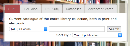 Applet to search the library catalogues